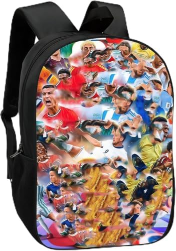 Generisch Kinderrucksack mit Fußballstar-Motiv, 44 cm, Laptopfach für 17-Zoll-Laptop, 29 x 12,5 x 44 cm