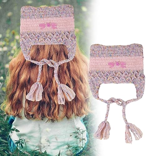 Girl Rainbow Party Hat Knitted Hat Balaclava-hat Thicken Hat Cat Ear Hat Photo2