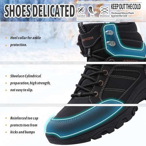 Littleplum Wanderschuhe Herren Trekkingschuhe Leicht Outdoorschuhe Wanderstiefel Herren Stiefel Winterstiefel, CX-Schwarz, 44 EU