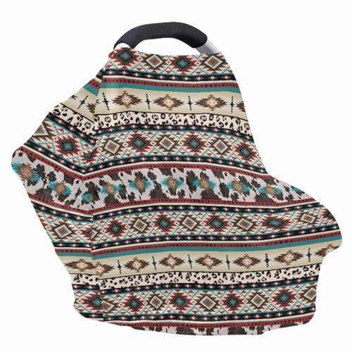 Image of Southwest Hippie Tribal Softy Car Seat Canopy for Babies Stretchy Nursing Cover Muti Use Cover for Shopping Cart,Car Seat,High Chair,Stroller