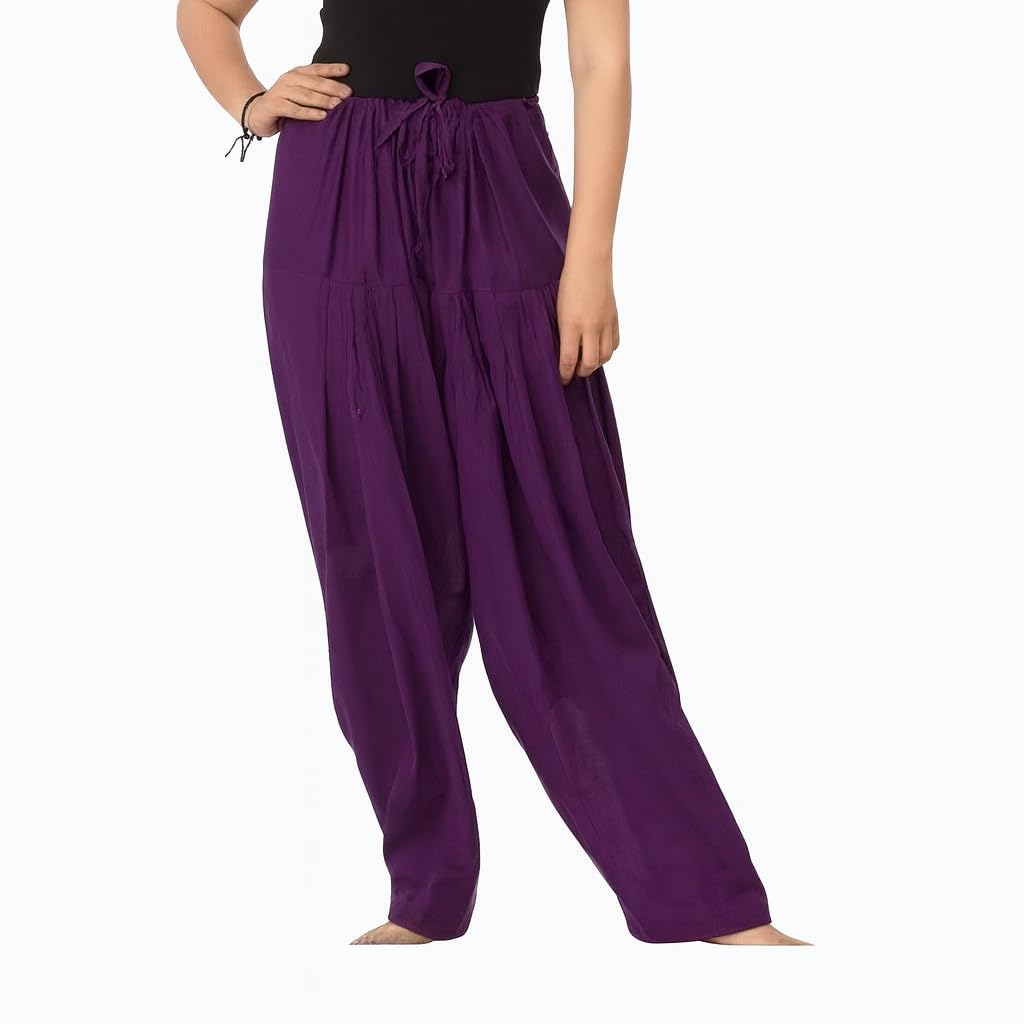 shaneka Women's Purple Cotton Patiala Salwar, Drawstring Waist, Loose Fit, Traditional Indian Ethnic Wear-picture-14