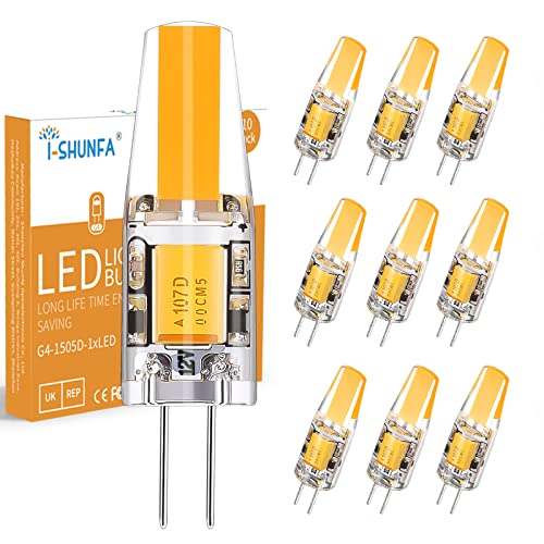 I-SHUNFA 10er Pack G4 1.7W LED Lampen warmweiss 3000K AC/DC 12V LED Birnen ersatz g4 15w halogen Leuchtmittel für Schlafzimmer, Küche, Esszimmer, Büro