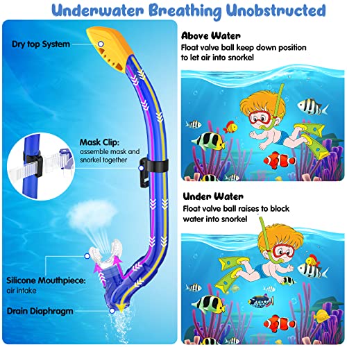 image for Seovediary Kids Snorkel Set, Mask Fins Snorkeling Gear for Kids Anti-F