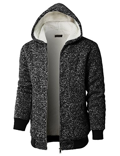 Preisvergleich Produktbild H2H Herren Kapuzenpullover mit Reißverschluss und Webpelz innen - Schwarz - Groß