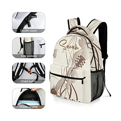 Personalized Abstract Violin Retro Music Waterproof Backpack Daypack for Women Men Gifts with Name3