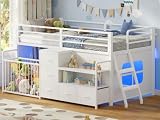 KIMENICH Hochbett 90x200, Bett mit 5 Schubladen, Kuscheltier Aufbewahrung