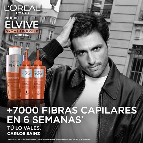 Miniatura 5 de L'Oréal Paris Elvive Growth Booster Champú Sin Sulfatos+Sérum Anticaída, x3