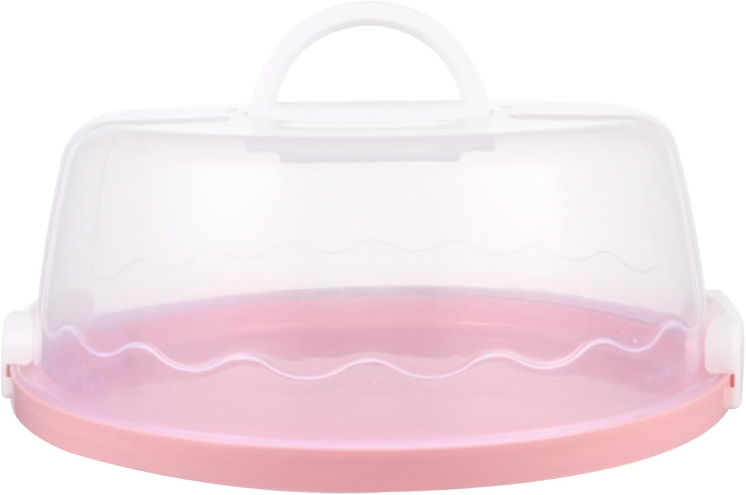 10-inch Pink Handheld Cake Box with Lid Portable Plastic Birthday Cake Carrier and Plate Cover for Party Storage
