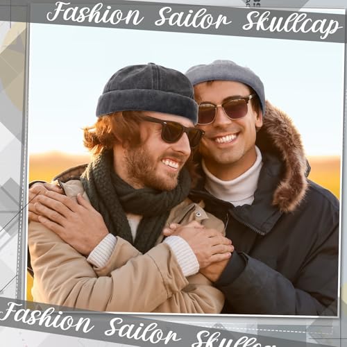 Image of SATINIOR 2 Pieces Brimless Hats for Men Adjustable Docker Cap Casual No Brim Hat Rolled Cuff Sailor Skullcap