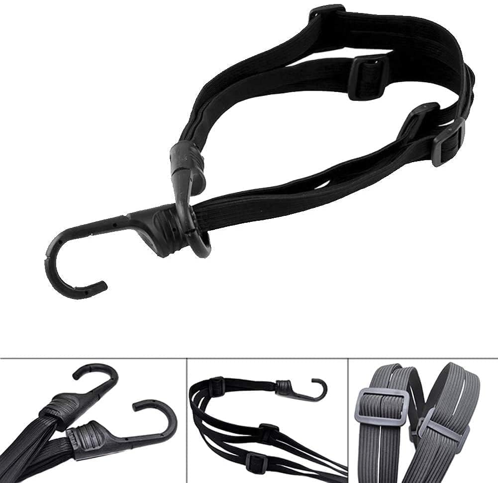 2 Sangles Élastiques Avec Crochets Pour Vélo & Moto - Tendeur Rétrécissable Pour Casque, Bagage - Noir