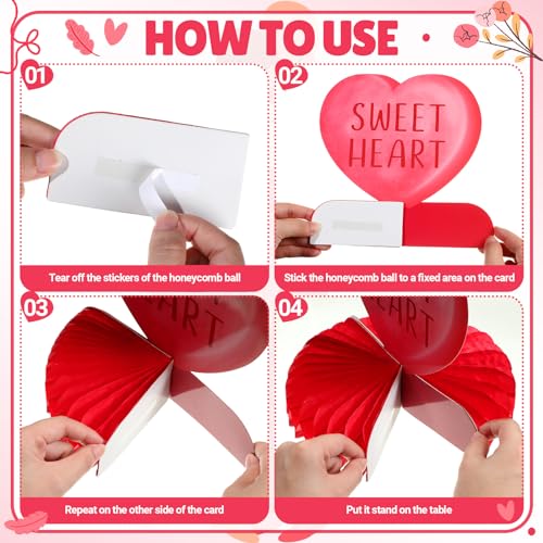 Cœur en nid d'abeille 3D pour centre de table de Saint-Valentin - 4
