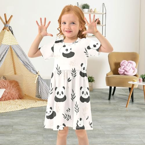 Boccsty Cute Panda Bamboo Baby Girls Dress Kids Toddler Sundress Party Summer Dresses 2T4