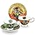 AOTELIDA Floral Tea Cups Saucers Set of 2, Van Gogh Paintings Bone China 7 oz British Teacups Porcelain Tea Cups Coffee Cup for Rose Tea Cappuccino Espresso Latte (White Roses & Flowers Vase)