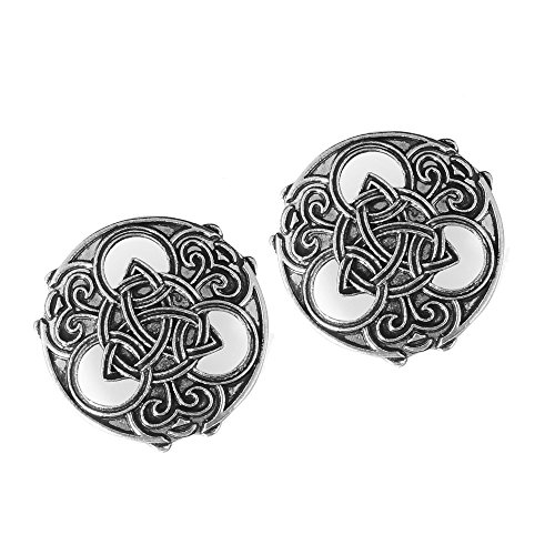 Viking Celtic Triquetra Brooch Pin- 2pcs Medieval Viking Brooch Pin Set Norse Jewelry Pagan Amulet Wiccan Brooch OvalSingle Piece Brooch Handmade with Celtic Dragon Design Viking Jewelry