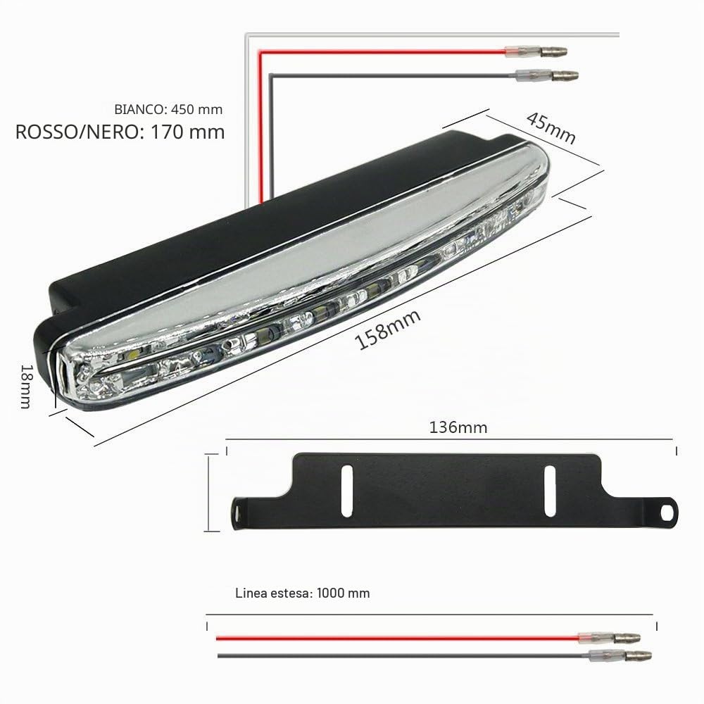 X SIM FITNESSX Luce LED 5050SMD, R87 E4, luce di marcia diurna approvata per legge