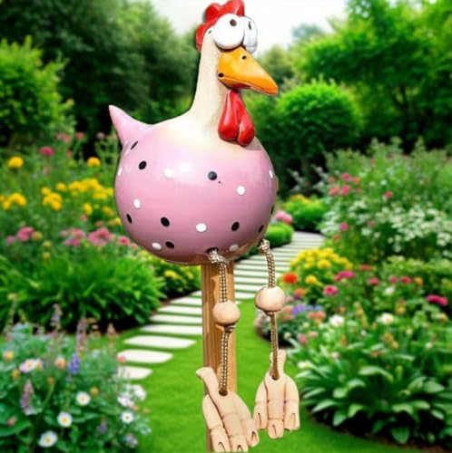 Ruiaqer Huhn Deko Garten Handarbeit Gartenstecker Hahn Gartenstatue Henne Gartendeko Hühner Gartenfigur Harz Gartendekoration, fur Outdoor Balkon Wohnzimmer