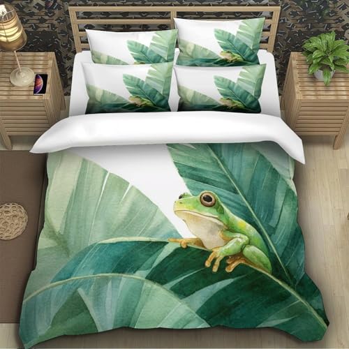 Parure de lit anti-plis effet 3D grenouille pour un sommeil doux