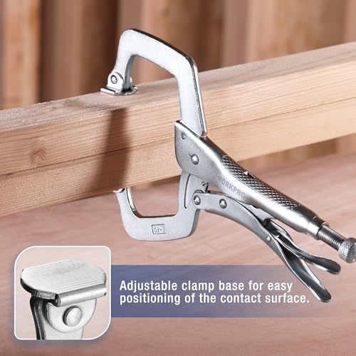 Image of WORKPRO 11 inch Locking C-Clamp with Swivel Pads, Heavy Duty Adjustable Vise Grip Pliers, Welding Clamp for Woodworking, Metalworking, Auto Repair and Home Workshop