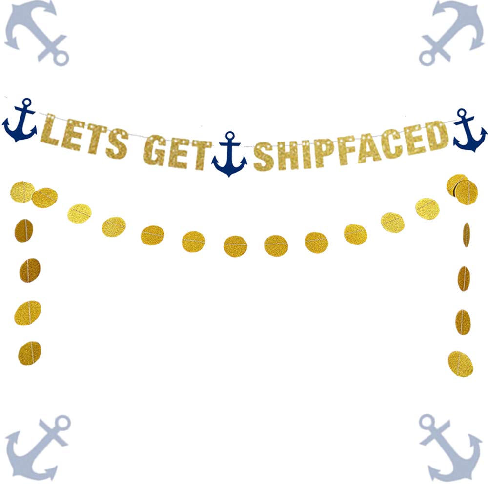 LaVenty Let's Get Ship Faced Bachelorette Boat Party Decor Nautical Bride Banner