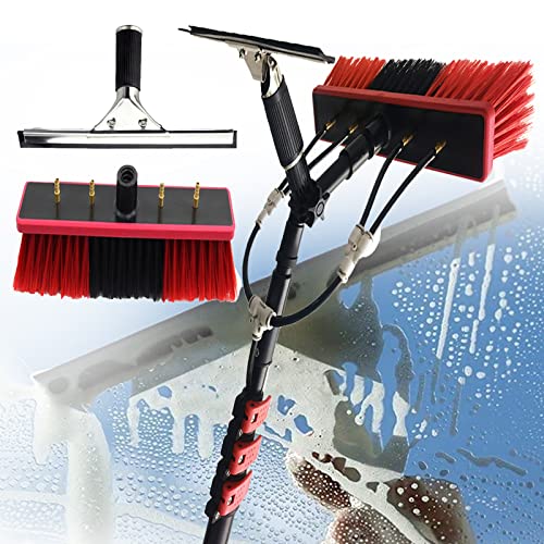 Cepillo cópico para Limpiar Cristales Cepillo de Limpieza para Ventanas Kit de Limpieza de Ventanas pértiga con Agua/Manguera Limpieza de Paneles fotovoltaicos y solares