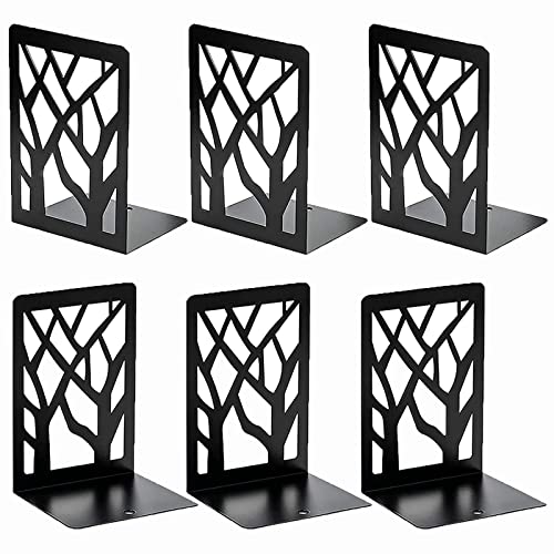 SHANQIAN Lot de 6 Serres Livres en Métal, Lourds Cale Livre, Anti-Rayures et Antidérapant Presse Livre Noir pour Enfant, Bureau, Salon et Salle D'étude, École, Librairie et Bibliothèque(17×12 CM)