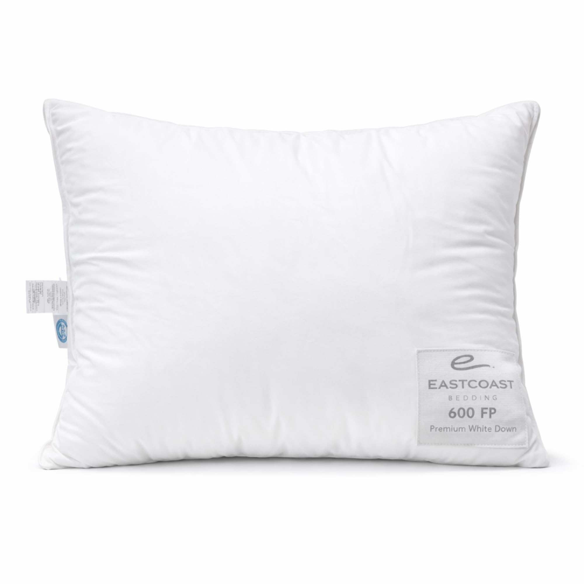 100% White Down Luxury Pillow 600 Fill Power No Feathers 400 Thread Count Cotton Shell RDS Certified High Loft Supportive Feel Standard 20x26, 1 Pack