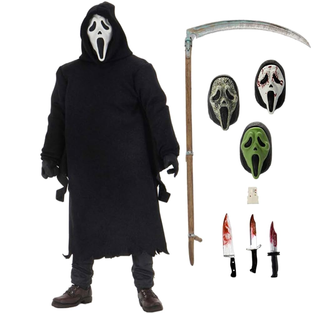 Anjinguang Ghostface Figure Ghostface Action Figure Anime Figurine 18cm Movable Joints (with Accessories) Standing Pose Model PVC Statue Collectible Home Decor Gifts