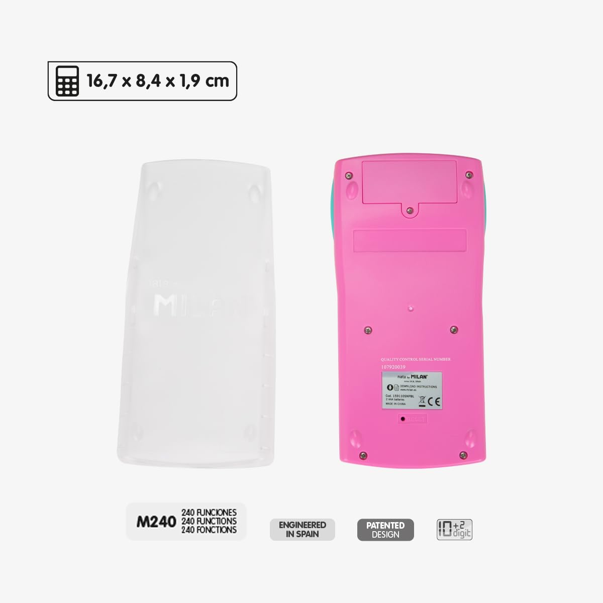 CALCULATRICE SCIENTIFIQUE MILAN M240 JAUNE ROSE 16,7 X 8,4 X 1,9 CM – SÉNÉGAL
