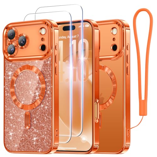 Coque iPhone 17 Pro Max MagSafe avec bracelet et paillettes amovibles de Meifigno