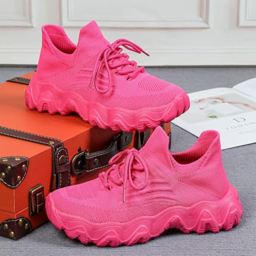 Women's Mesh Lace Lightweight Low-Cut Sneakers, Casual Tennis Shoes, Non-Slip, Fashionable Knitted Socks Shoes are Comfortable and Breathable4