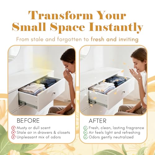 Image of SCENTORINI Scented Sachets for Drawer and Closet, Honeysuckle Scent 14 Pack | Long-Lasting Sachets Bags Gift Set, Wardrobe Freshener for Dresser, Closet, Clothes Storage, Suitcases, Gym Bag, Locker