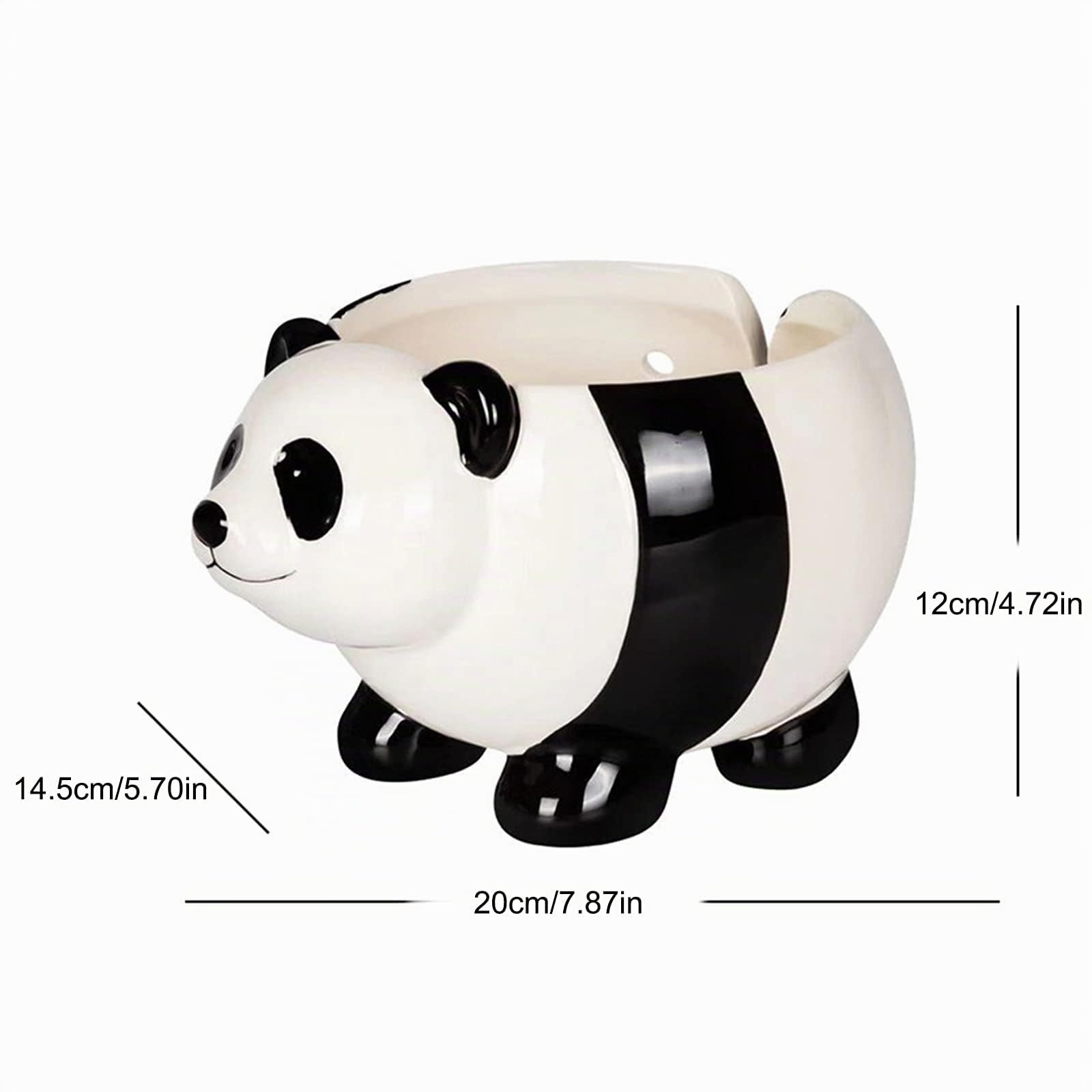 Keramik-Garnschale, Panda-Strickwolle für Strick- und Häkelprojekte, handgefertigte Wollschale, schützt Wolle und verhindert Verheddern, 19,8 x 10,7 cm Schwarz, M