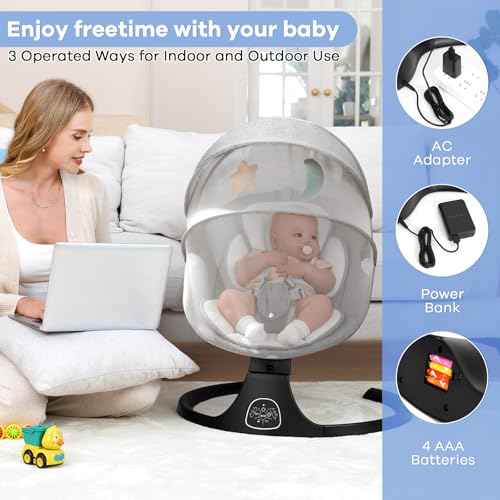 image for NIRGU Electric Baby Swing for Infants Portable Baby Bouncer Rocker wit