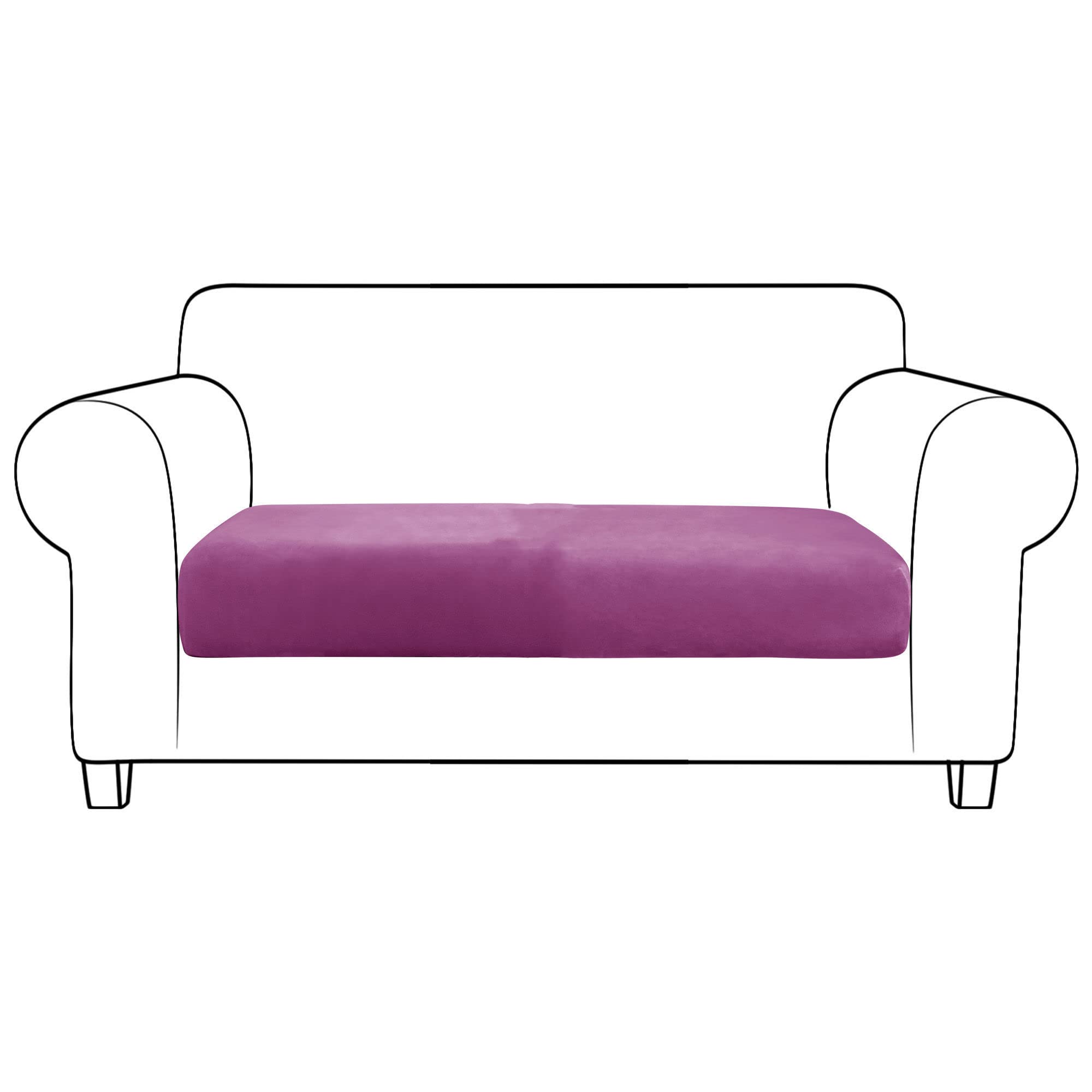 SVFOEBJM Velvet Sofa Seat Cushion Covers, Sofa Cushion Covers Stretch Couch Cushion Cover Soft With Elastic Bottom Sofa Seat Cover For Chair Sofa-purple-2 seats
