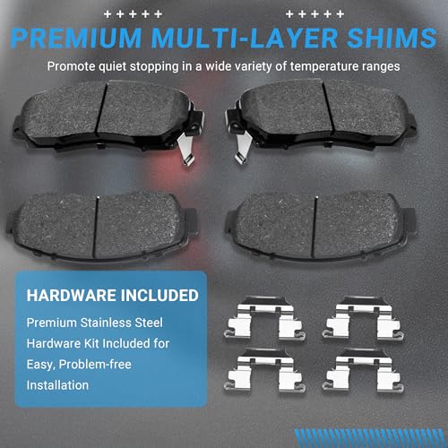 Image of Front Brake Pads Set Compatible with Acura RDX TLX, Honda Accord Crosstour Odyssey CR-V Passport, Subaru Legacy Automotive Replacement Brake Pads Semi-Metallic D1521