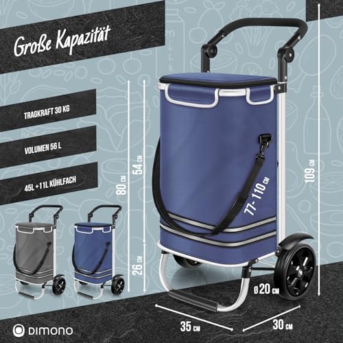 Dimono® Einkaufstrolley Rolltex Klappbarer 3 in1 Trolley zum Einkaufen; 56 Liter inkl. Kühlfach; Transportwagen Shopping-Trolley Einkaufswagen Einkaufstasche (Blau) – Bild 6