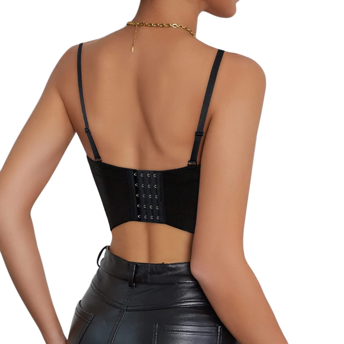 Naimo Damen Sexy Strass Bustier Push Up Crop Top Korsett BH Glitzer Kristall Tank Top Cami Weste Party Clubwear