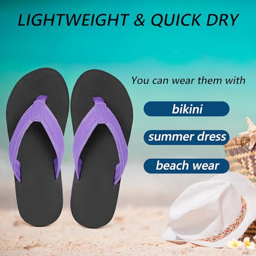 Image of Women's Flip Flops Ladies Sandals Comfy Lightweight Thong Cushion Summer Beach Walking Indoor Outdoor