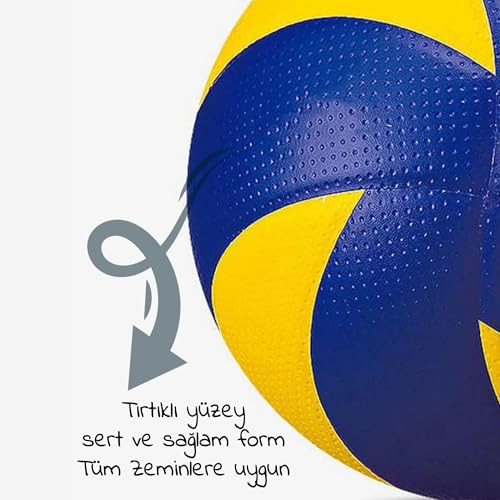 Hsport Voleybol Topu Yarı Profesyonel Orta Sert Kaymaz Tırtıklı Dayanıklı No:5 Maç ve Antrenman Topu (Pompa Hediyeli)