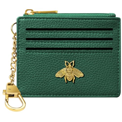 Image of SEAVILIA Card Holder Keychain Wallet for Women with ID Window RFID Coin Purse Bee Gifts Slim Minimalist Small Wallet