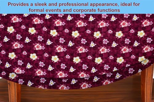 Image of The Furnishing Tree Elastic Oval Center Table Cover WxL 30x48 in Inches Polyester Floral Pattern Red