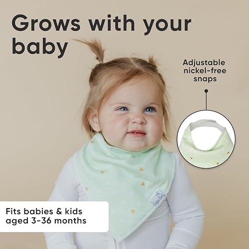 Miniatura 355 de Copper Pearl Paquete de 4 baberos de algodón suave para babeo y dentición, baberos absorbentes para bebés niñas y niños, ajustables para adaptarse a