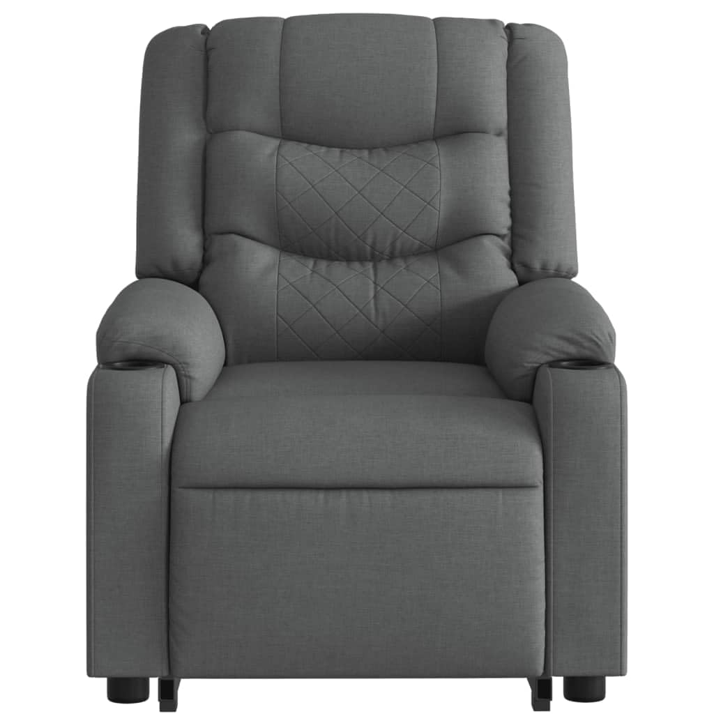 Sillón elevador eléctrico reclinable de tejido gris oscuro con 6 puntos de vibración y función de elevación automática, para personas mayores y adultos, cómoda, silla relax