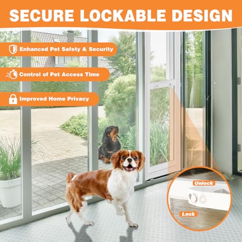 Hundetür für Glasschiebetür mit Schloss Hundetüren 45 x 32cm Aluminium Haustiertür für Katzen und Hunde Verstellbare Höhe 190-205cm Hundetür für Schiebetüren
