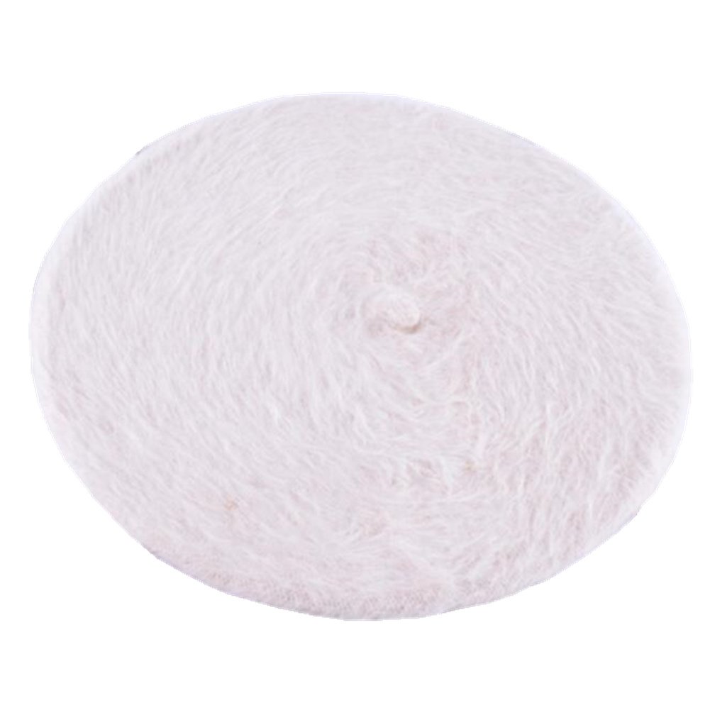 JOYHY Women's Fluffy Solid Classic French Style Beret Beanie Hat Beige