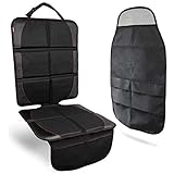 カリアン (CARARE) チャイルドシートカバー キックガード 保護マット 車 シートカバー 座席保護 シートプロテクター 滑り止め ブラック (保護マット+キック防止パッド)