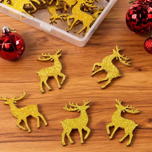 36 Stück Holz Elche Streudeko Glitzer Basteln Konfetti Dekoration...