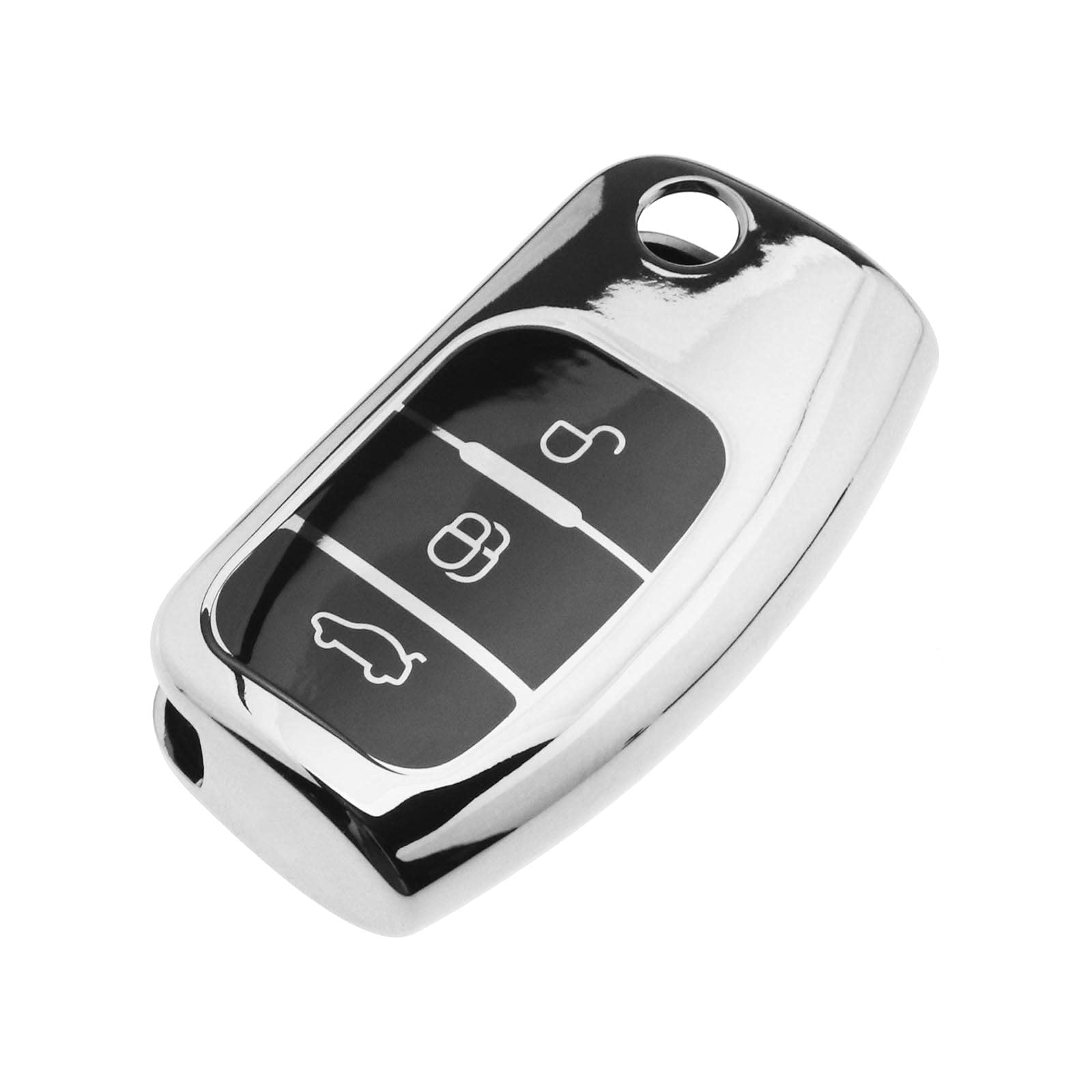 The Lord of the Tools Car Key Cover Finish TPU 3 Button Car Key Fob Cover Case Shell Drop-proof Silver Compatible with Ford Focus Fiesta C-Max S-Max Kuga Mondeo MK4
