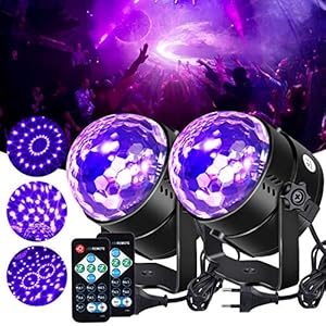 Litake Uv-blacklight discobol, led-podiumverlichting, 6 W, 7 verlichtingsmodi, afstandsbediening, DJ-projector, disco, party, lamp voor bar, Kerstmis, Halloween, bruiloft, verjaardag, show club