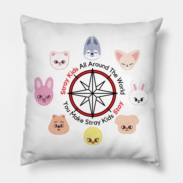 CRAFT MANIACS Stray Kids Art 16 * 16 Pillow with Filler Inside Best Gift for Stray Kids Lovers (STRAY KIDS EVERYWHERE AROUND The WORLD)